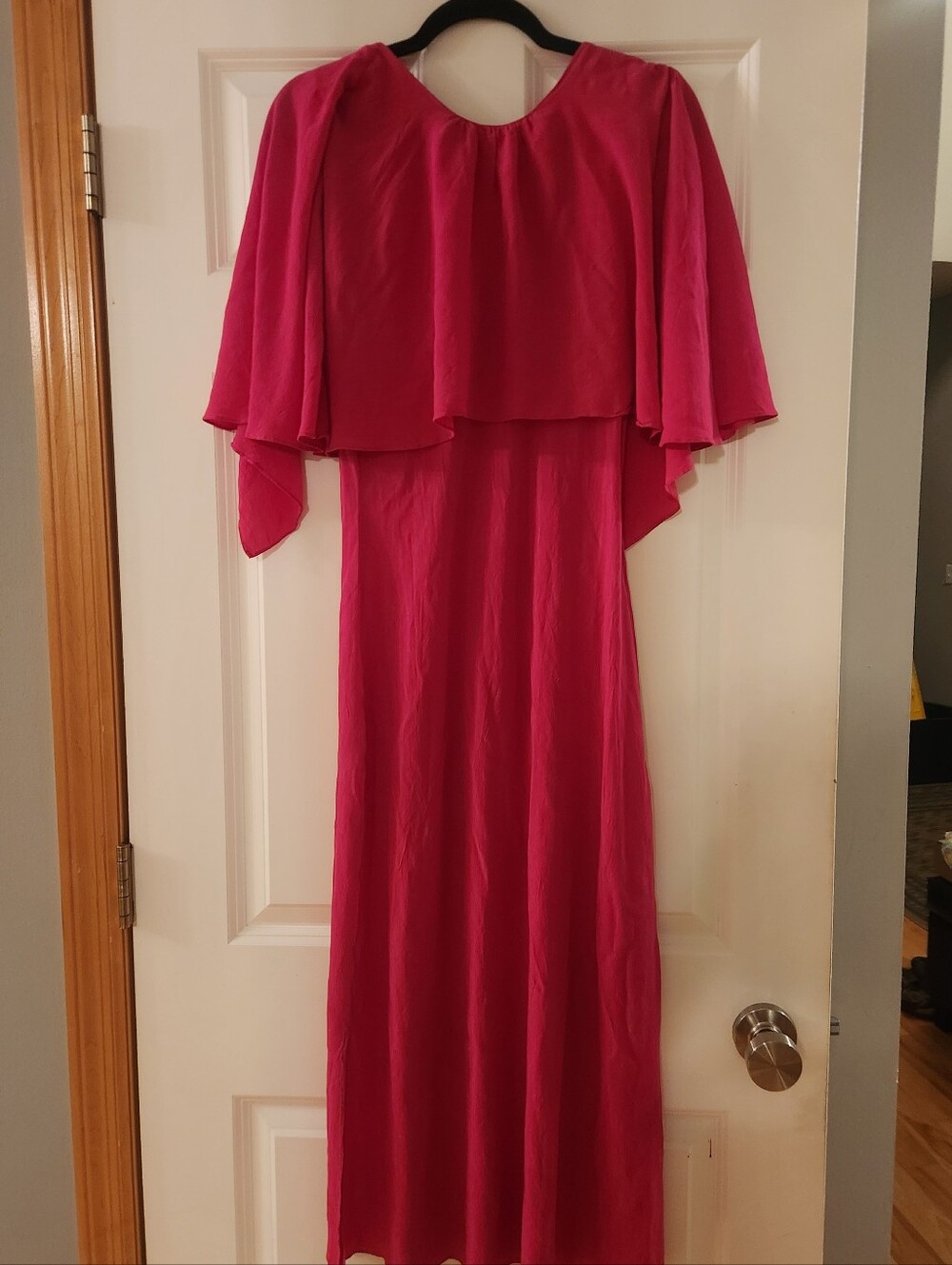 Zara Fuchsia Cape-Sleeve Maxi Dress